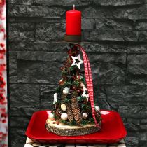 Produkt Wstążka prezentowa z krajką 15mm 20m w czerwoną kratkę