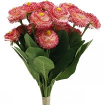 Sztuczny kwiat, sztuczny dzwonek w pęczku, stokrotki biało-różowe dł.32cm 10szt