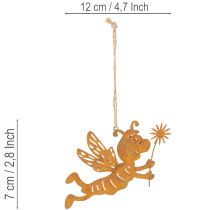 Produkt Wisząca ozdoba w kształcie pszczoły, metal w kolorze rdzy, letnia dekoracja, 12 cm, 6 sztuk