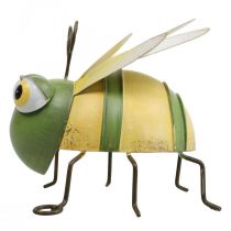 Figura ogrodowa pszczoła, figura dekoracyjna metalowa owad wys. 9,5 cm zielono-żółta
