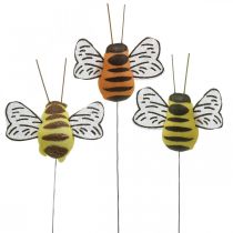 Pszczoła na drucie, wtyki kwiatowe, pszczółki dekoracyjne, wiosenny pomarańczowy, żółty S4,5 cm 24szt