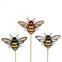 Wtyczka pszczoła drewniana zatyczka kwiatowa w kolorze naturalnym 34cm 12szt
