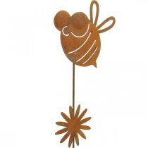 Słupki ogrodowe pszczoła, dekoracja wiosenna, metalowa wtyczka patyna L24,5cm 6szt