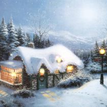 Fototapeta LED Zimowy krajobraz z domem 38×28cm Na baterię