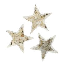 Produkt Gwiazdki brzozowe naturalne ośnieżone 6,5cm 30 szt