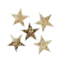 Produkt Gwiazdki brzozowe pokryte śniegiem 4cm naturalne 60 szt