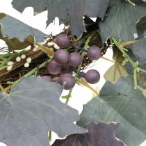 Produkt Ozdobny wieniec z liści winorośli i winogron Jesienny wieniec z winorośli Ø60cm