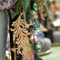 Produkt Tree Pendant z brokatem, pióra dekoracyjne do powieszenia, dekoracja świąteczna Złota L16cm 6szt