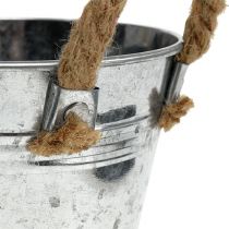 Produkt Błyszczące metalowe wiadro z uchwytami ze sznurka Ø12cm