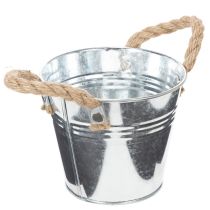 Produkt Błyszczące metalowe wiadro z uchwytami z liny, Ø12 cm