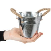 Produkt Błyszczące metalowe wiadro z uchwytami z liny, Ø12 cm
