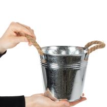 Produkt Błyszczące metalowe wiadro z uchwytami z liny, Ø16 cm