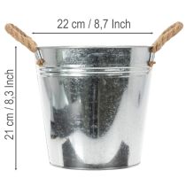 Produkt Błyszczące metalowe wiadro z uchwytami z liny, Ø22 cm
