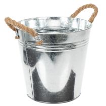 Produkt Błyszczące metalowe wiadro z uchwytami z liny, Ø22 cm