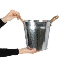 Produkt Błyszczące metalowe wiadro z uchwytami z liny, Ø22 cm