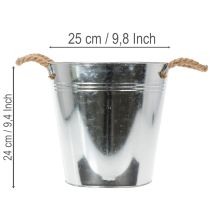 Produkt Błyszczące metalowe wiadro z uchwytami linowymi, Ø25cm