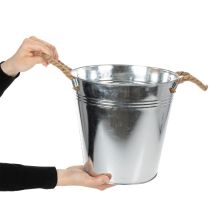 Produkt Błyszczące metalowe wiadro z uchwytami linowymi, Ø25cm