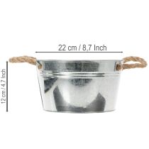 Produkt Błyszcząca metalowa miska z uchwytami z liny, Ø22 cm