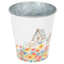 Produkt Doniczka blaszana z budkami dla ptaków, ozdoba letnia, wys. 14,5 cm Ø13,5 cm