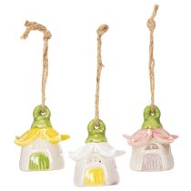 Produkt Wisząca ozdoba kwiatowa ceramiczna domek dla wróżek jako dekoracja do zawieszenia 6cm 6szt