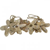 Produkt Drewniany kwiatek ze wzorem, wiosna, drewniana zawieszka natura, biały W10cm 6szt