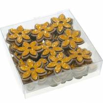 Produkt Kwiaty i pszczółki do posypania pomarańczowa drewniana posypka dekoracyjna wiosna 36 szt