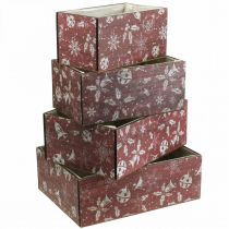 Produkt Pudełko na kwiaty Świąteczna doniczka z drewna, czerwona, zestaw 4 sztuk