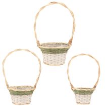 Produkt Uchwyt do kosza kwiatowego Naturalny Zielony Szary Biały Ø18–26cm Zestaw 3 sztuk