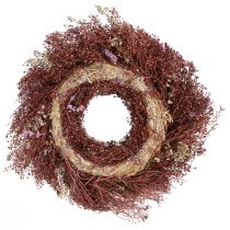 Produkt Wianek z kwiatów, wianek z suszonych kwiatów, wino czerwone, różowy, Ø25cm