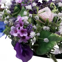 Produkt Wianek kwiatowy sztuczna dekoracja ścienna kwiaty fioletowo-białe Ø30cm W9cm