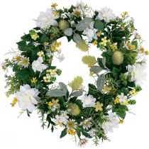 Produkt Wianek na drzwi dekoracja ścienna kwiaty dalie Banksia biała Ø35cm
