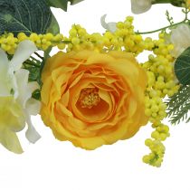 Produkt Wianek ze sztucznych kwiatów Wianek ze sztucznych kwiatów żółto-biały 42cm