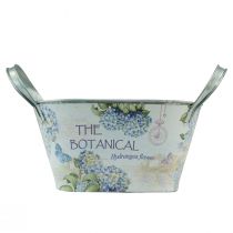 Produkt Miska na kwiaty z uchwytami, owalne metalowe hortensje 32×15×15cm
