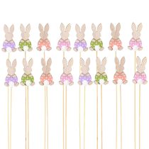 Produkt Patyk Kwiatowy Kolorowy Króliczek Drewniana Dekoracja Wielkanocna 6cm 12 szt