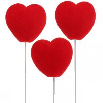 Wtyczka kwiatowa deco serce czerwona wtyczka serce 6x6cm wys.26cm 18 sztuk