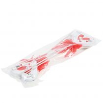 Produkt Wtyczka kwiatowa serce biała z kokardką 7cm 12 szt