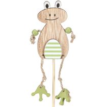 Produkt Patyk Kwiatowy Drewniana Żaba Jajko Naturalny Zielony 3.5x7cm 12 szt