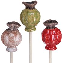 Produkt Wtyczka kwiatowa drewniana ceramiczna dekoracja makowa 3 kolory 35cm 6 szt