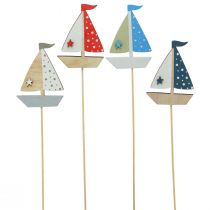 Produkt Kwiatowa dekoracja łodzi żaglowej w kolorze drewna 5,5x8cm 12 szt