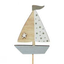 Produkt Kwiatowa dekoracja łodzi żaglowej w kolorze drewna 5,5x8cm 12 szt