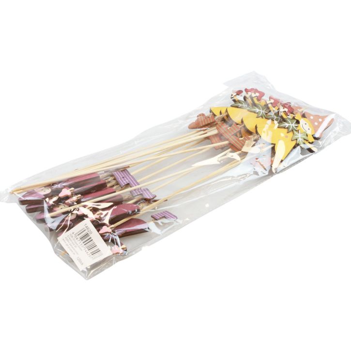 Produkt Wtyczka kwiatowa jesienna dekoracja drewniana żółta fioletowa 8×6cm 12szt