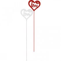 Produkt Wtyczka kwiatowa serce czerwona drewniana dekoracyjna wtyczka Love 7cm 12szt