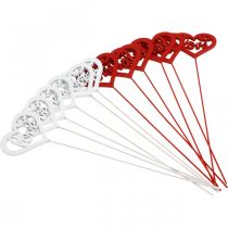 Produkt Wtyczka kwiatowa serce czerwona drewniana dekoracyjna wtyczka Love 7cm 12szt