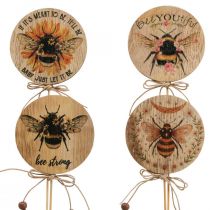 Produkt Wtyczka kwiatowa drewniana pszczółka ozdobna z napisem 7x27,5cm 12szt