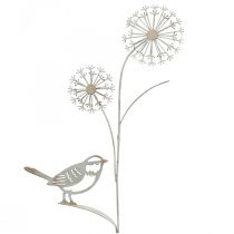 Wtyczka kwiatowa metalowa dekor allium ptaszek biała 20×52cm
