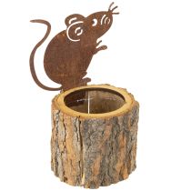 Produkt Doniczka drewniana kora i rdza mysia wys. 24cm