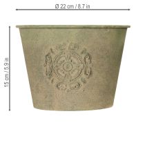 Produkt Doniczka metalowa, zielona, vintage, Ø22 cm–13,5 cm, zestaw 3 szt.