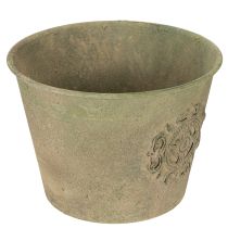 Produkt Doniczka metalowa, zielona, vintage, Ø22 cm–13,5 cm, zestaw 3 szt.