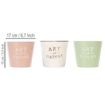 Produkt Komplet 3 metalowych osłonek na doniczki Art of Nature 17 cm pastelowe