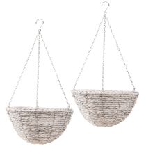 Produkt Doniczka wisząca słoma naturalna biała Ø28cm H15cm 2szt